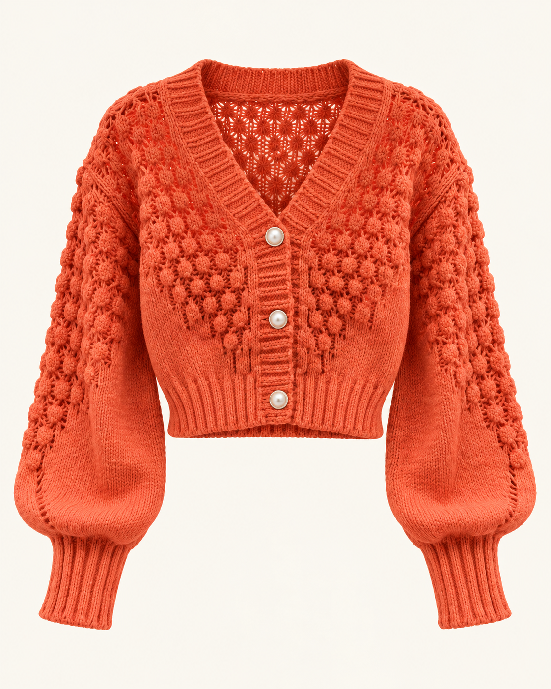 Cardigan laranja vista frontal