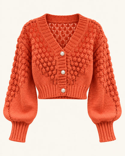 Cardigan laranja vista frontal