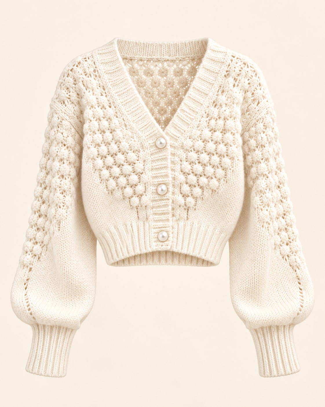 Cardigan branco vista frontal