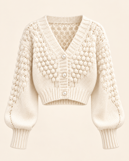 Cardigan branco vista frontal
