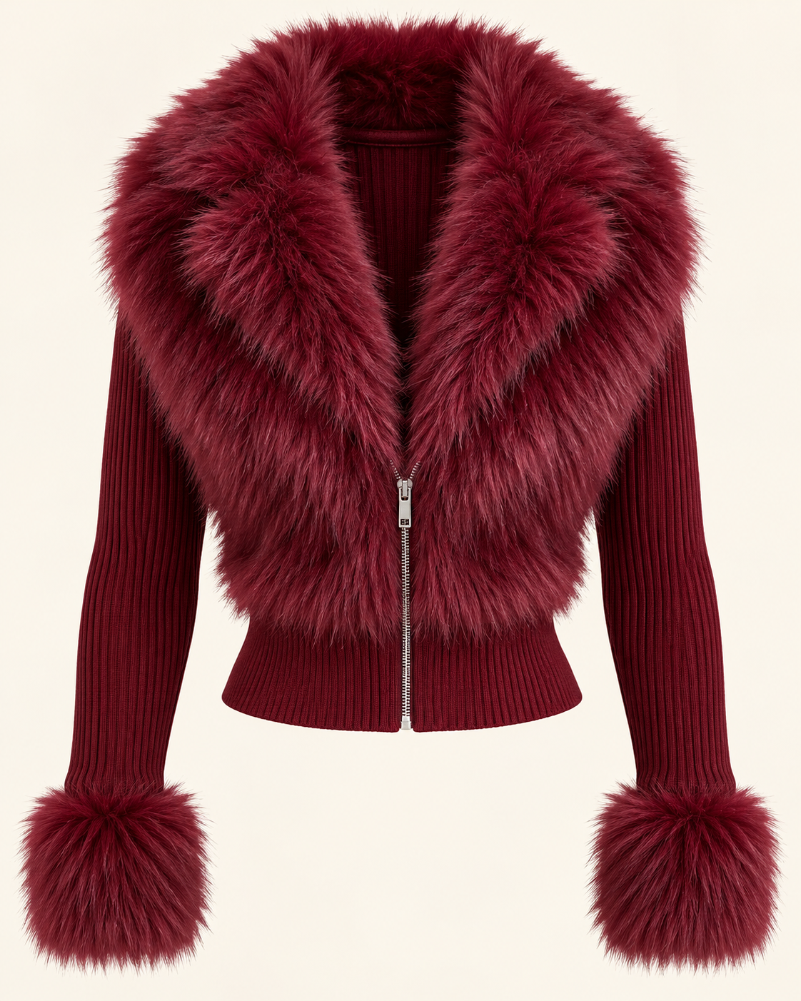 Casaco de malha cintado em vinho