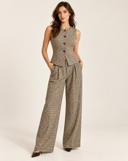 Plaid Waistcoat & Trouser Set — model styling