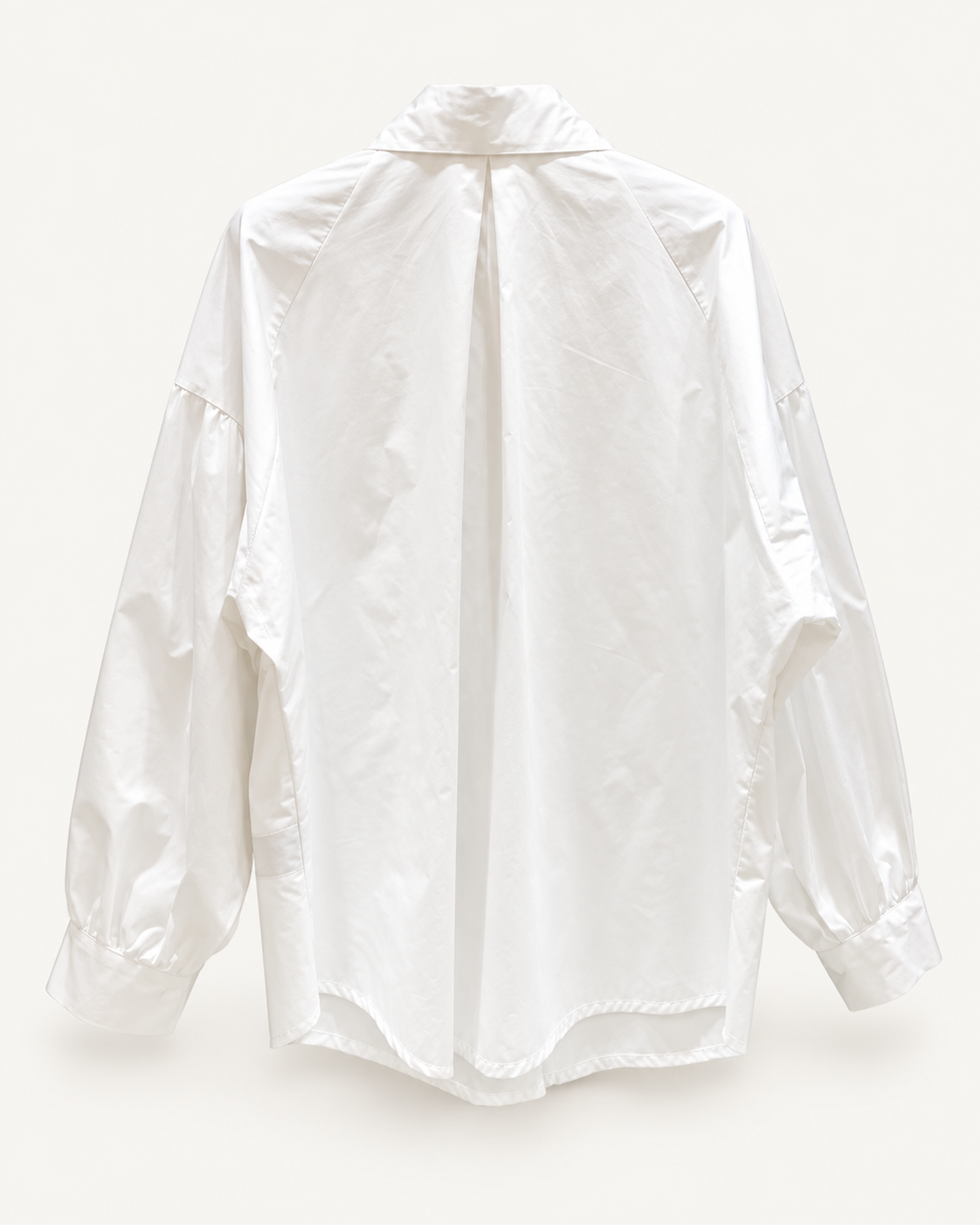Gold-Button Statement Shirt — White — back view