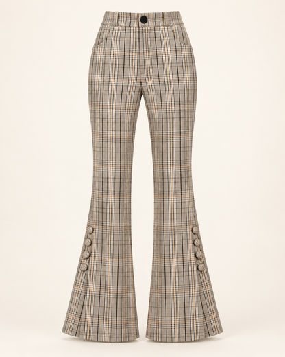 Plaid Bow Blouse & Trouser Set – trousers only