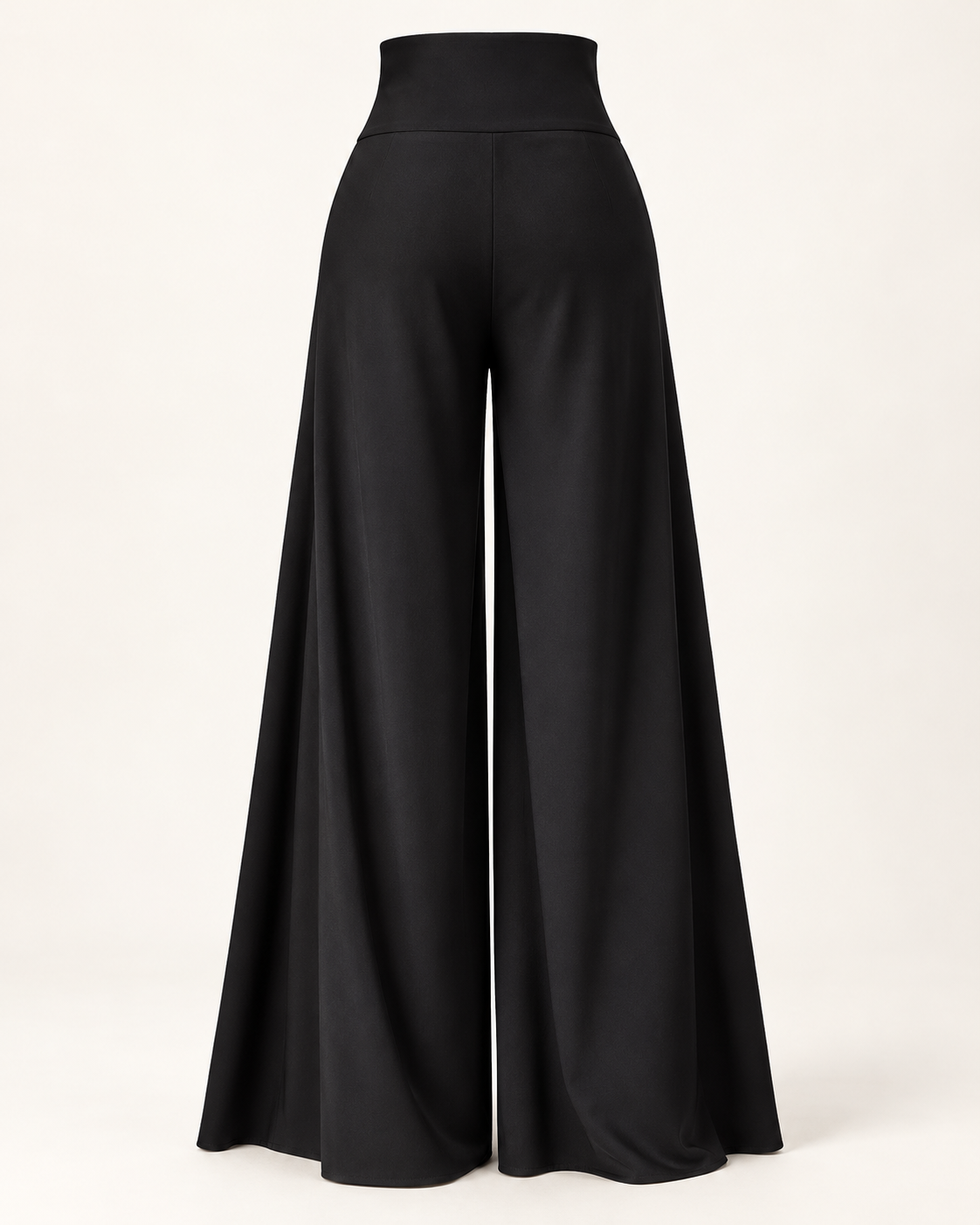 Gold-Button High-Waist Palazzo Trousers – back