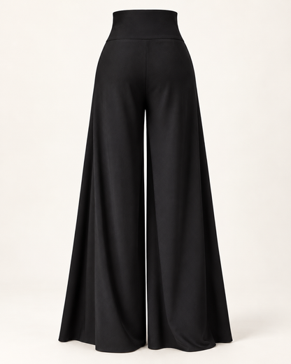 Gold-Button High-Waist Palazzo Trousers – back