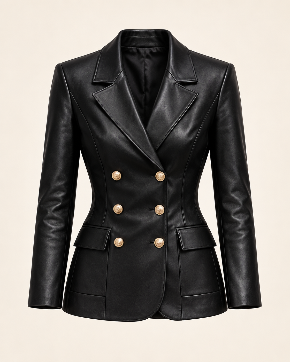 Black Faux Leather Blazer & Trouser Set – blazer only