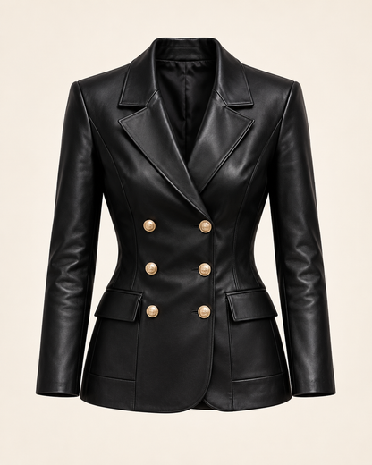 Black Faux Leather Blazer & Trouser Set – blazer only