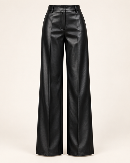 Black Faux Leather Blazer & Trouser Set – trousers only