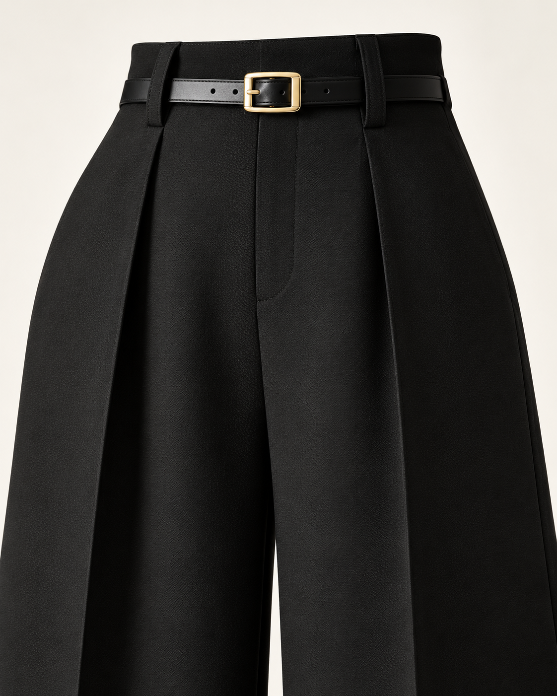 Belted Pleated Wide-Leg Trousers – detail