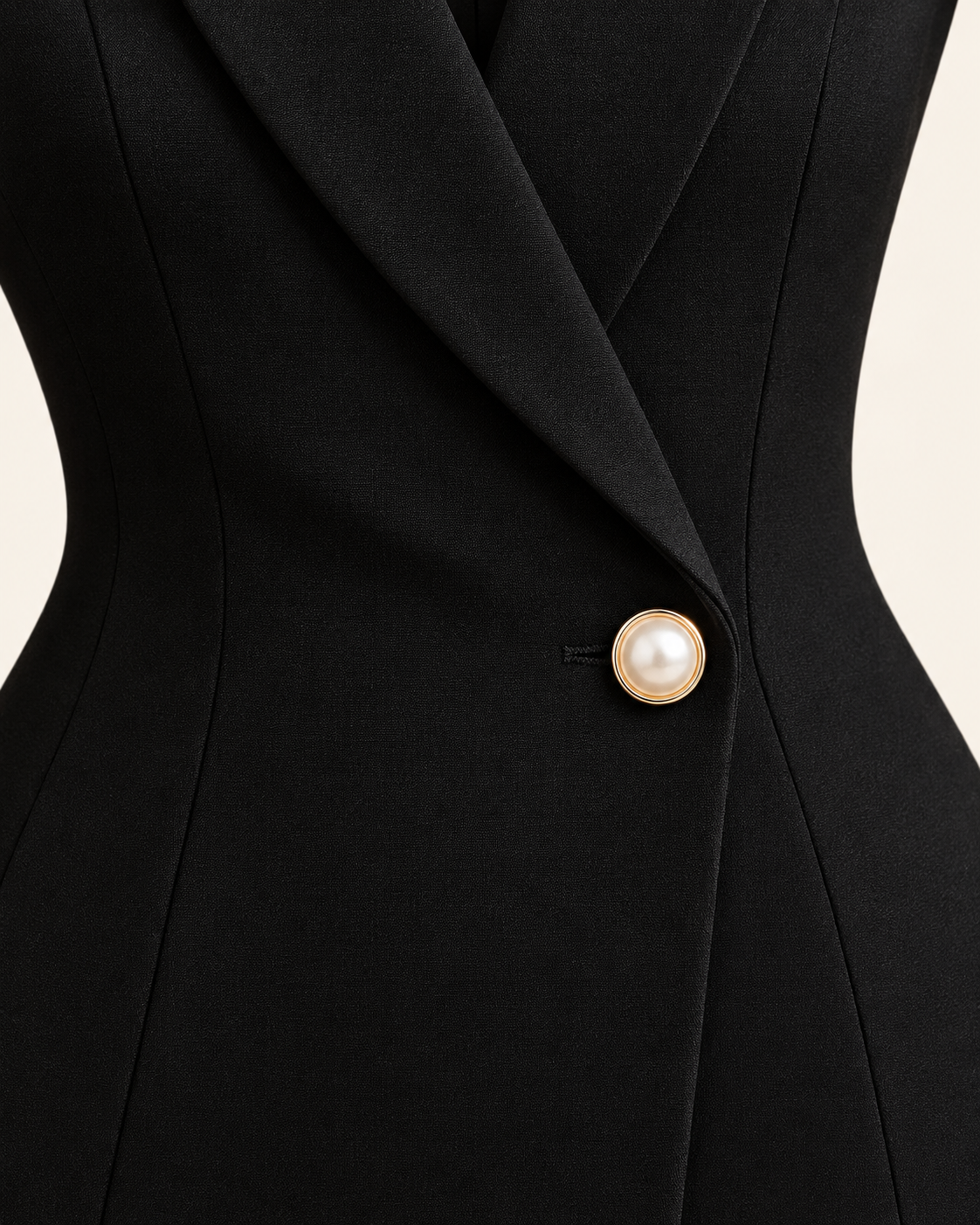 Single-Button Blazer Midi Dress — fabric and construction detail
