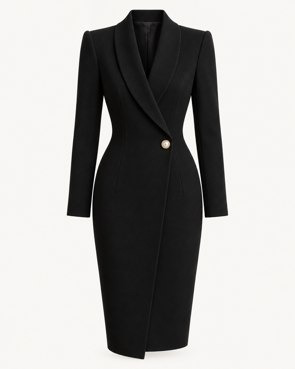 Single-Button Blazer Midi Dress — studio front view