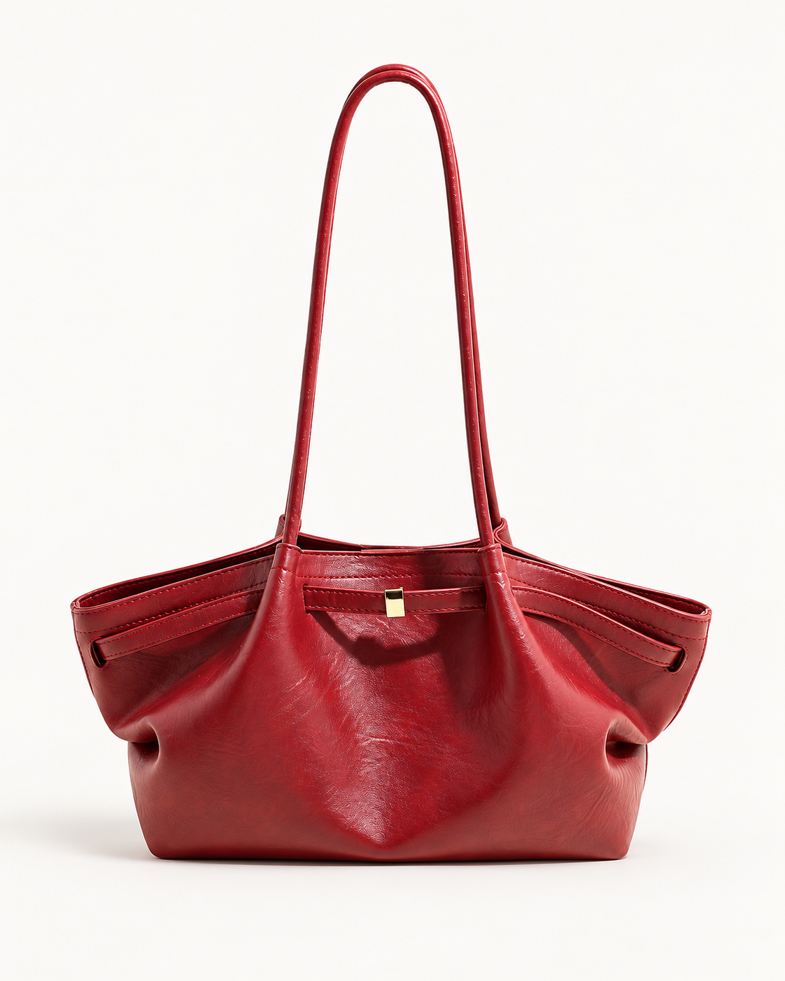 Soft Winged Shoulder Tote — Red — front view