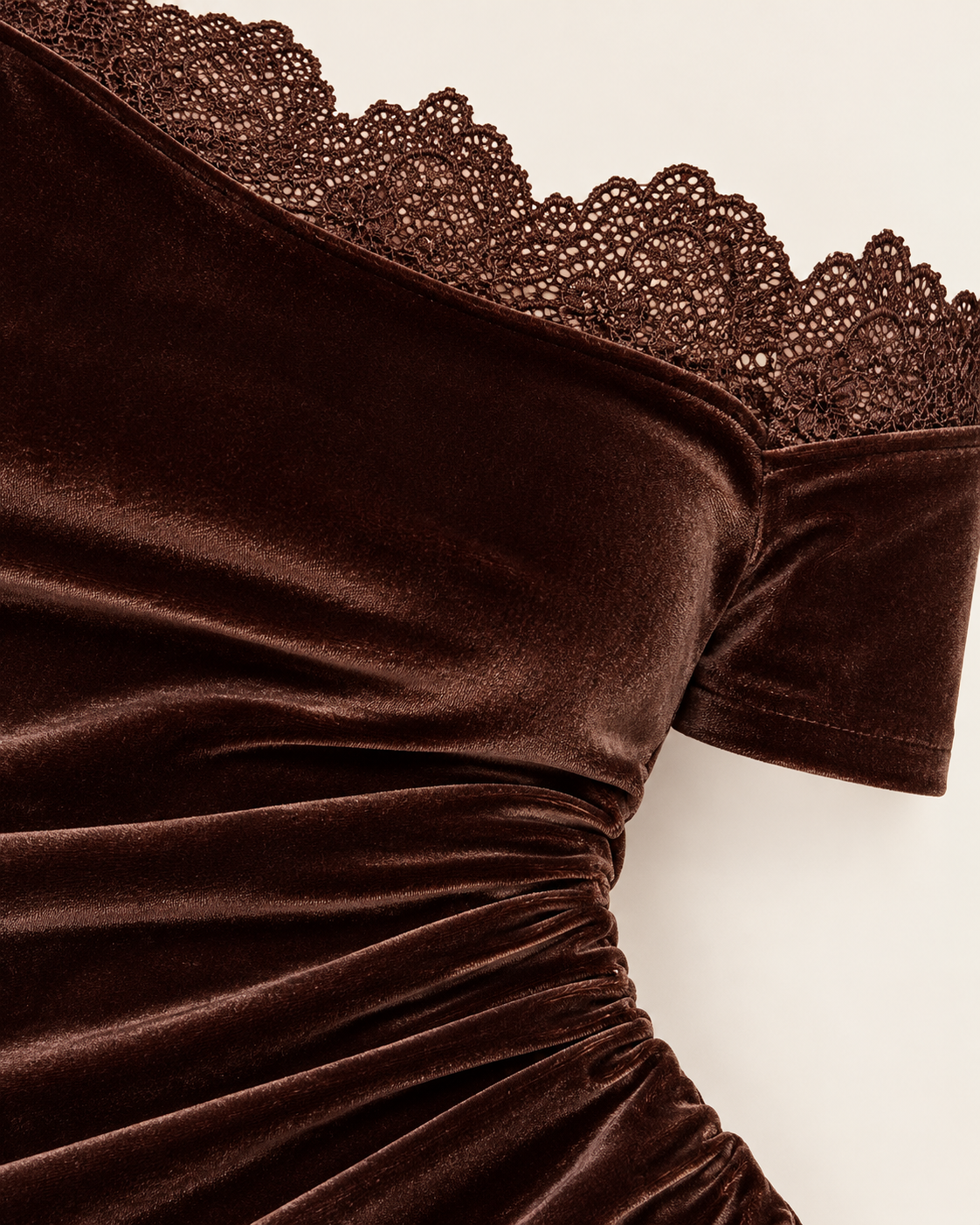 Velvet Lace-Trim Mini Dress — fabric and construction detail