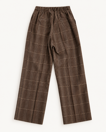 Windowpane Wide-Leg Trousers — studio front view