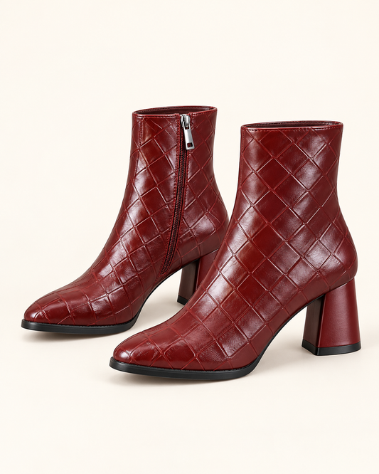 Imagem de catálogo dos botins croco de salto bloco